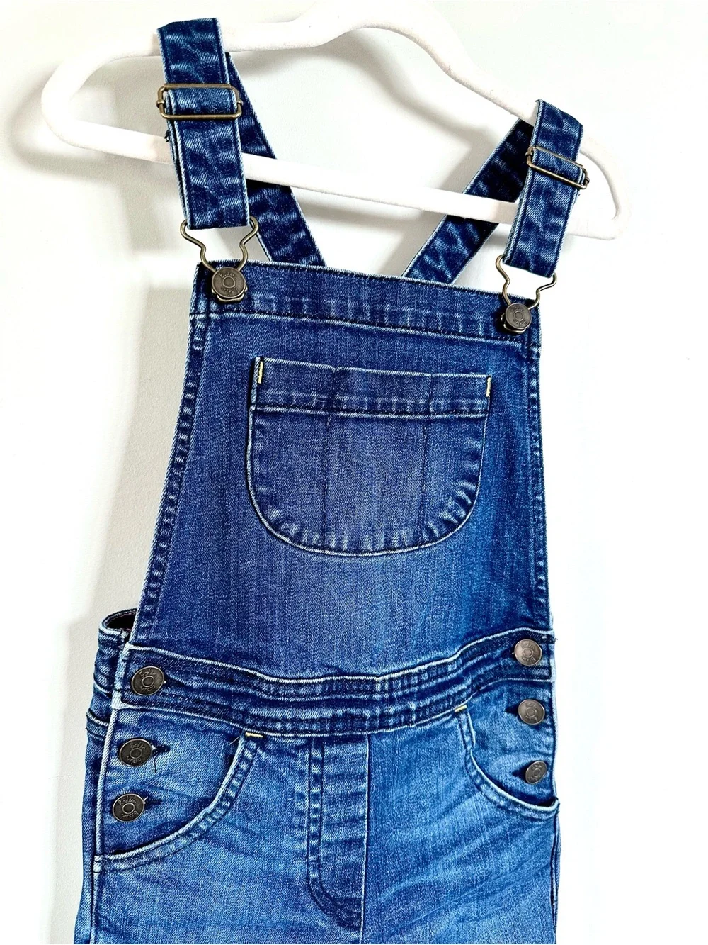 Boden Girls Denim Skinny Overalls Dungarees Size 7-8Y 128 Adjustable Straps